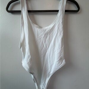 Classic Ribbed White One-Piece Swimsuit